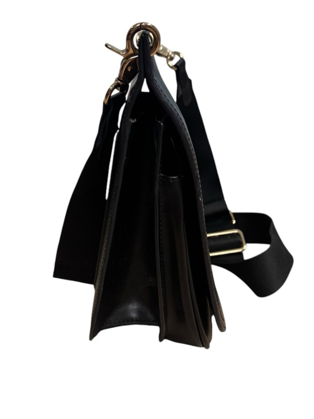 Urban Outfitters Black Faux Leather Front Flap Crossbody Shoulder Bag - Picture 2 of 10